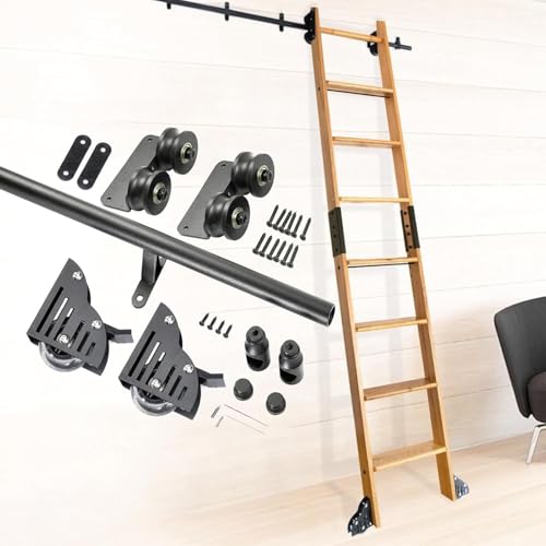 Schiebeleiter-Werkzeugset mit Rädern, Bodenräder mit Bremsen, Karbonstahl, runde Schiene/Schiene (Größen: verstellbar), perfekt für Heimwerker- und DIY-Projekte. von Generisch