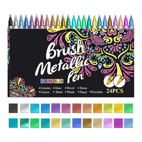 Schimmernde Marker für Kartenherstellung, kreative Konturen-Marker mit 24 Farben, Kunstbedarf, tragbare Konturenstifte für Poster, Zeichnungen, Scrapbook von Generisch
