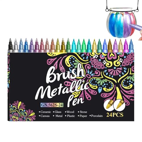 Schimmernde Marker für Kartenherstellung, kreative Konturenstifte in 24 Farben, schimmerndes Marker-Set, tragbare Konturenstifte für Grußkarten, Poster, Zeichnungen Schimmernde Marker für Kartenherstellung, kreative Konturenstifte in 24 Farben, schimmerndes Marker-Set, tragbare Konturenstifte für Grußkarten, Poster, Zeichnungen von Generisch