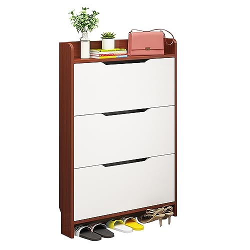 Schlankes, platzsparendes Schuhregal, moderner Eingangsbereich, Schuhschrank, großes Fassungsvermögen, Holz-Schuhregal für Flur, einfaches und stilvolles Teakholz-Design Schlankes, platzsparendes Schuhregal, moderner Eingangsbereich, Schuhschrank, großes Fassungsvermögen, Holz-Schuhregal für Flur, einfaches und stilvolles Teakholz-Design von Generisch