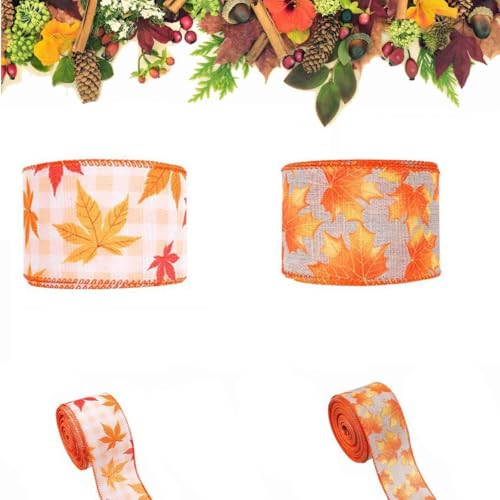 Schleifenband Herbst, Thanksgiving Dekoband 6M Geschenkband Herbst Set Herbst Dekoband für Thanksgiving Kranzschleifenherstellung Geschenkverpackung DIY-Basteln (A) von Generisch