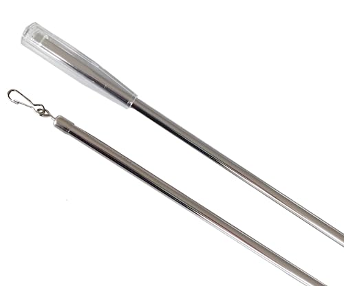 Schleuderstab/Gardinenstab 100 cm aus ME-Rohr 9 mm stabil für schwere Vorhänge, Gardinen oder Paneelwaagen mit Griff + Verschlusshaken in 2 Farben (nickel glanz) von Generisch