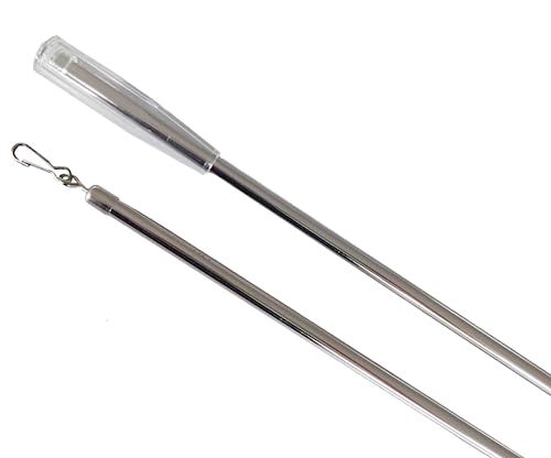 Schleuderstab/Gardinenstab 125 cm aus ME-Rohr 9 mm stabil für schwere Vorhänge, Gardinen oder Paneelwaagen mit Griff + Verschlusshaken in 2 Farben (nickel glanz) von Generisch