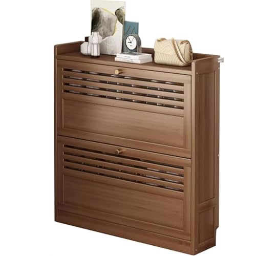 Schmaler Schuhschrank – schmales Schuhregal für 16 Paar, 3-stöckig, 17 cm Tiefe, Kippschutz, verdeckte Scharniere, ideal für Flur und Wohnzimmer (3 Türen, 70 cm) von Generisch