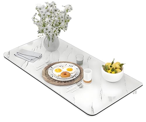 Schmaler Wandtisch mit Blättern, kompakter, faltbarer Esstisch aus Holz für kleine Räume, platzsparend, modernes Design (Größe: 100 x 40 cm, Farbe: Weiß) von Generisch