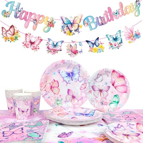 Schmetterling Party Geschirr, 16 Gäste Schmetterling Geburtstag Party Banner Pappteller Servietten Tischdecke etc Butterfly Birthday Tableware Schmetterling Party Geschirr, 16 Gäste Schmetterling Geburtstag Party Banner Pappteller Servietten Tischdecke etc Butterfly Birthday Tableware von Generisch