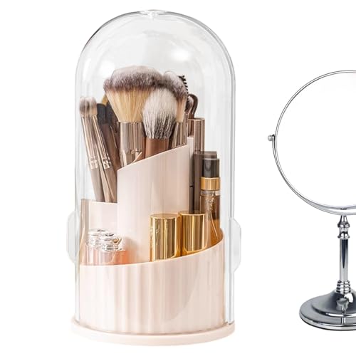 Schminkspinselhalter Für Kosmetiktisch | Schminksitft-Halter für Schreibtisch | 360° drehbare Aufbewahrungsbox mit Deckel für Kosmetikpinsel Reise Badezimmer Schminktisch Organisation von Generisch