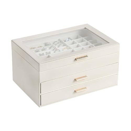 Schmuck-Organizer-Box, mehrschichtige Schublade, Schmuckschatulle, Zubehör-Aufbewahrungsbox (weiß) von Generisch