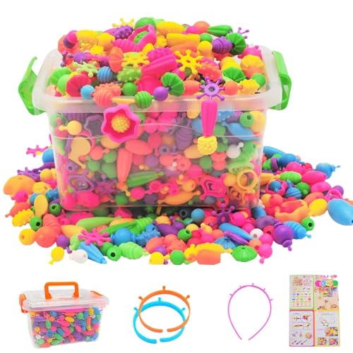 Schmuck-Pop-Perlen Snap Pop Beads Spielzeugset zur Schmuckherstellung Kreatives handgefertigtes Perlenpuzzle, multifunktionales pädagogisches Kinder-Schmuckherstellungsset, Spielzeug für Kinde von Generisch