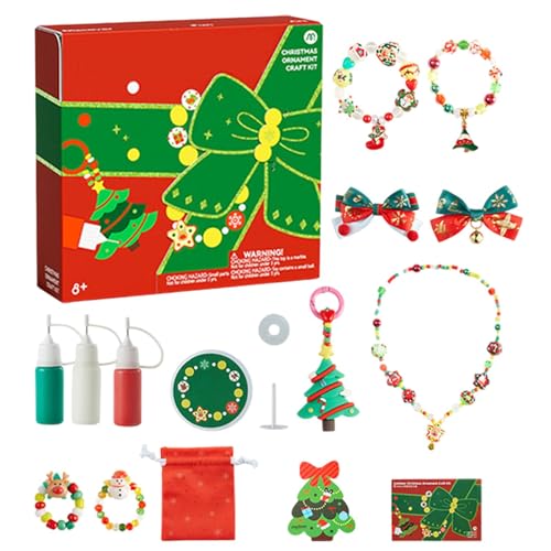 Schmuck-Set für Mädchen, Schmuckherstellungsset für Mädchen | Set zum Herstellen von Charm-Armbändern, Weihnachts-Partyzubehör, Haarspangen mit Ring und Armband P von Generisch