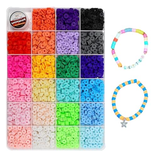 Schmuckherstellungs-Ton-Perlen-Set – 2500 Perlen für Armbänder, Halsketten, Ohrringe, multifunktionales Perlenset für Eltern-Kind-Bastelarbeiten, bunte Perlen für kreative Schmuckdesigns von Generisch