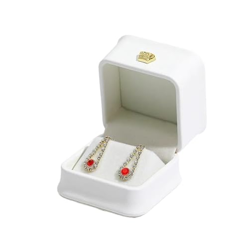Schmuckkästchen, PU-Krone, Schnalle, Schmuckkästchen, Schmuckkästchen, Anhänger, Ohrringe, Halsketten, Aufbewahrungsbox, Hochzeitsverpackung (weiß) von Generisch