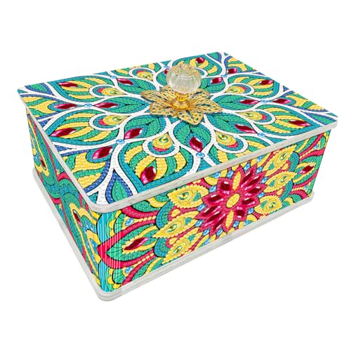 Schmuckkästchen Heimwerken Mandala Diamond Painting Aufbewahrungsbox DIY Diamant Malerei Schmuckschatulle Schmuckaufbewahrung Organizer Box Geschenke für Damen Mädchen Ohrringe Ringe (#3) von Generisch
