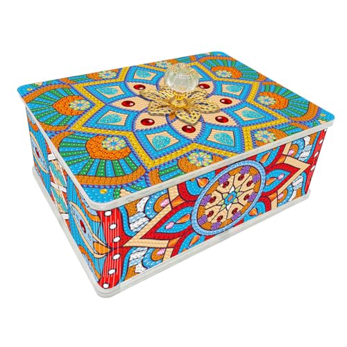 Schmuckkästchen Heimwerken Mandala Diamond Painting Aufbewahrungsbox DIY Diamant Malerei Schmuckschatulle Schmuckaufbewahrung Organizer Box Geschenke für Damen Mädchen Ohrringe Ringe (#5) von Generisch