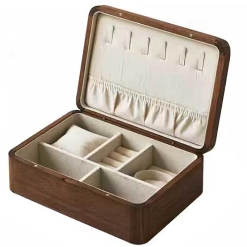 Schmuckschatulle aus Holz – klassischer Schmuck-Organizer für Ringe, Ohrringe, Anhänger, Uhren, Halsketten – tragbare Vitrine von Generisch