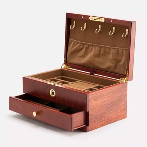 Schmuckschatulle aus Holz mit Fingerabdruck-Schloss, große Schublade Organizer für Zubehör von Generisch