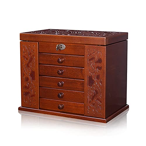 Schmuckschatulle aus Holz mit Schloss, große Schmuckschatulle mit Korkfutter, eleganter Aufbewahrungs-Organizer für Damen-Accessoires Schmuckschatulle aus Holz mit Schloss, große Schmuckschatulle mit Korkfutter, eleganter Aufbewahrungs-Organizer für Damen-Accessoires von Generisch