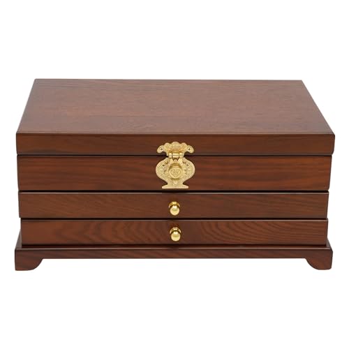 Schmuckschatulle aus Holz mit mehreren Schubladen, perfekt zum Aufbewahren und Präsentieren von Ringen, Halsketten, Ohrringen und Armbändern von Generisch