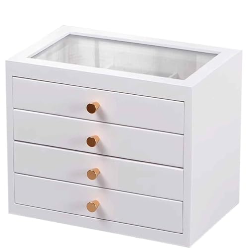 Schmuckschatulle aus Massivholz mit Glasabdeckung, große Kapazität zum Organisieren und Präsentieren von Zubehör Schmuckschatulle aus Massivholz mit Glasabdeckung, große Kapazität zum Organisieren und Präsentieren von Zubehör von Generisch