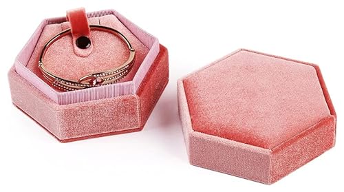 Schmuckschatulle für Ringe, Armbänder und Anhänger – elegante Samt-Geschenkbox für Frauen, ideal für Schmuckverpackungen, Farbe: Rosa von Generisch
