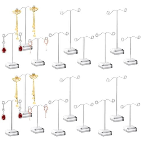 Schmuckständer aus Acryl mit 18 T-förmigen Metallhaltern, mehrere Höhen, Präsentationsständer für Ohrringe, Halsketten und Armbänder Schmuckständer aus Acryl mit 18 T-förmigen Metallhaltern, mehrere Höhen, Präsentationsständer für Ohrringe, Halsketten und Armbänder von Generisch