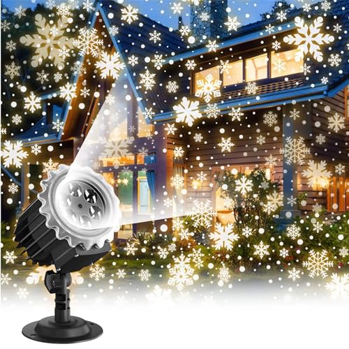 Schneefall Lichtprojektor - Rotierende Schneeflocke Projektor Lampe Wasserdicht IP65 für Innen & Außen Weihnachten Halloween Geburtstag Hochzeit Party Dekorationen von Generisch