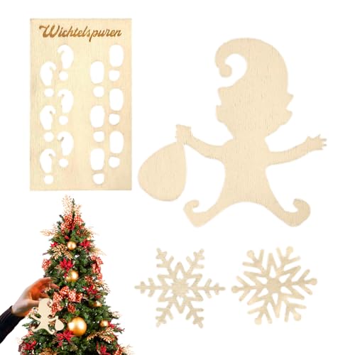 Schneeflocken-Ornamente aus Holz, Fußabdruck-Schablone zum Malen - Zwergen-Fußabdruck-Schablone | Weihnachtsschneeflockenausschnitte zum Basteln von Winterdekorationen für das Fenster zu Hause Schneeflocken-Ornamente aus Holz, Fußabdruck-Schablone zum Malen - Zwergen-Fußabdruck-Schablone | Weihnachtsschneeflockenausschnitte zum Basteln von Winterdekorationen für das Fenster zu Hause von Generisch