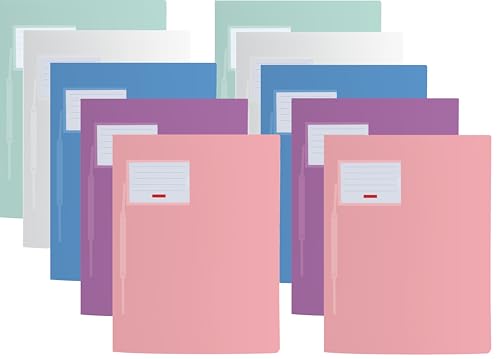 Schnellhefter für A4, transluzente PP-Folie, Fact!PP mit Namensschild auf der Vorderseite und Einstecktasche innen (Brunnen mit Namensschild, Pastell sortiert, 10er Pack) von Generisch