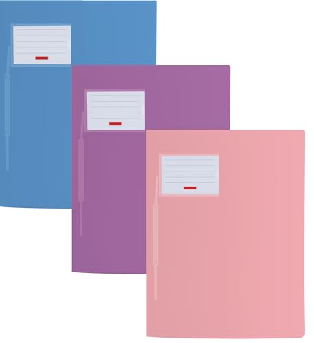 Schnellhefter für A4, transluzente PP-Folie, Fact!PP mit Namensschild auf der Vorderseite und Einstecktasche innen (Brunnen mit Namensschild, Pastell sortiert, 3er Pack) von Generisch