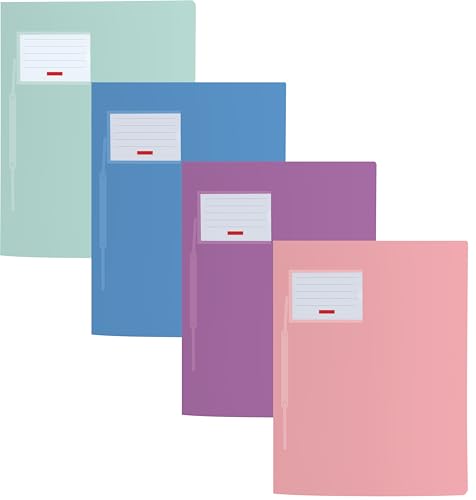 Schnellhefter für A4, transluzente PP-Folie, Fact!PP mit Namensschild auf der Vorderseite und Einstecktasche innen (Brunnen mit Namensschild, Pastell sortiert, 4er Pack) von Generisch