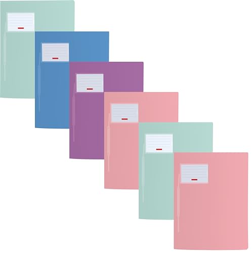 Schnellhefter für A4, transluzente PP-Folie, Fact!PP mit Namensschild auf der Vorderseite und Einstecktasche innen (Brunnen mit Namensschild, Pastell sortiert, 6er Pack) von Generisch