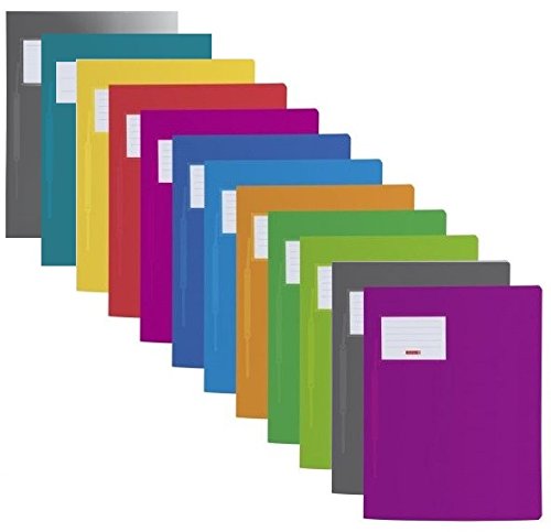 Schnellhefter für A4, transluzente PP-Folie, Fact!PP mit Namensschild auf der Vorderseite und Einstecktasche innen (Brunnen mit Namensschild, sortiert, 12er Pack) von Generisch