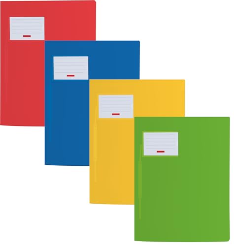 Schnellhefter für A4, transluzente PP-Folie, Fact!PP mit Namensschild auf der Vorderseite und Einstecktasche innen (Brunnen mit Namensschild, sortiert, 4er Pack) von Generisch