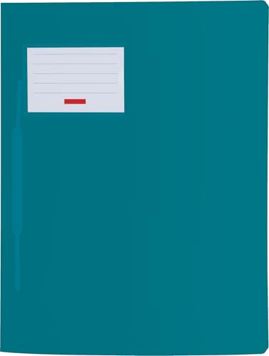 Schnellhefter für A4, transluzente PP-Folie, Fact!PP mit Namensschild auf der Vorderseite und Einstecktasche innen (Brunnen mit Namensschild, türkis, 3er Pack) von Generisch