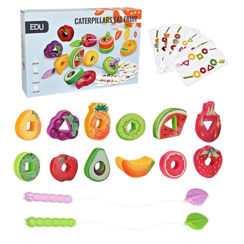 Schnürung Perlen - - und Gemüsefäden -Spielzeug, Bildungsstring -Set | Holzperlen, Entwicklung von Feinmotorik, Vorschullernspielzeug für Kinder im Alter von 3 bis 5 Jahren von Generisch