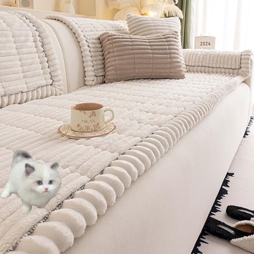 Schonbezug, Sofaschoner, Baumwolle, rutschfest, waschbarer Plüschstoff, für vier Jahreszeiten geeignet, Weiß, 80 x 210 cm, perfekt für Heimdekoration Schonbezug, Sofaschoner, Baumwolle, rutschfest, waschbarer Plüschstoff, für vier Jahreszeiten geeignet, Weiß, 80 x 210 cm, perfekt für Heimdekoration von Generisch