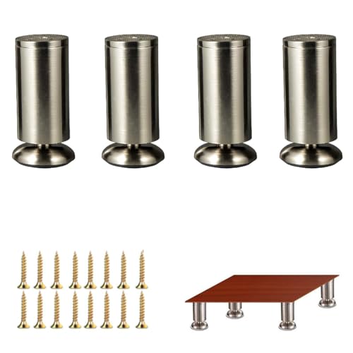 Schrankbeine aus Zinklegierung, 4 Stück, verstellbare Möbelbeine, Ständer, Sofa-Halter für Küche, Zuhause, Büro, Metallregale, Schrank, Stuhl, Kleiderschrank, TV-Betten, Tischfüße, Gummimatte, mit von Generisch