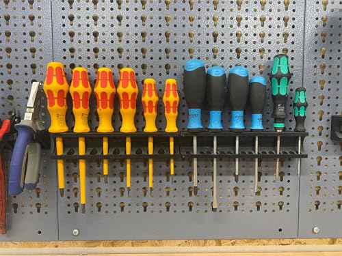 Generisch Werkzeughalter für Küpper Lochwand - Schraubendreher & Zangen Halter, Kunststoff, Schwarz, 2x Schraubendreher 8 & 11 mm, 7 Zangen, 2076183031 von Generisch