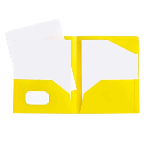 Schreibmappe A4, Mappe aus Pappe mit Folienüberzug zum Zuklappen, A4 farbig sortiert Dokumentenmappe Einschlagmappe, Praktische Dokumententasche zum Aufhängen,Gelb von Generisch