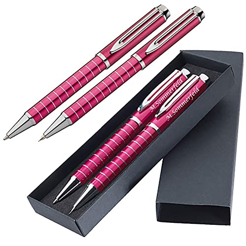 Schreibset aus Kugelschreiber und Druckbleisift mit Gravur als Geschenk & Symbol Pink PS105 von Generisch