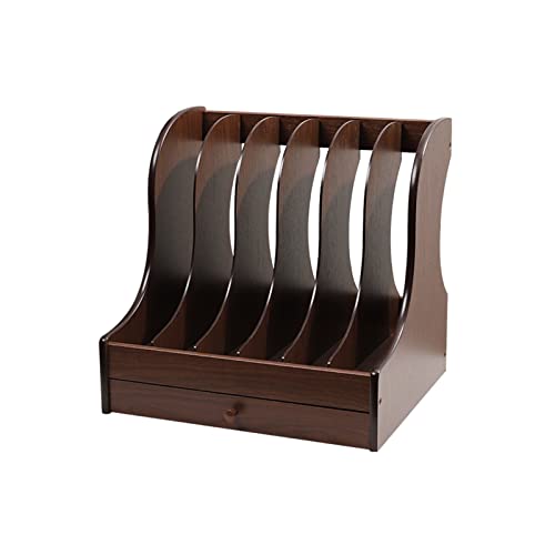 Schreibtisch-Aktenregal aus Holz mit Schublade – Zeitschriftenständer Dokumentenmappe Halter Bücherregal Ständer für Büro & Zuhause – Platzsparende Aktenbox von Generisch