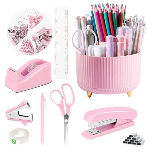 Schreibtisch-Hefter, drehbarer Stifthalter, Schreibtisch-Organizer, Klebebandhalter, Büroklammern, Heftklammerentferner, Schule, Bürobedarf von Generisch