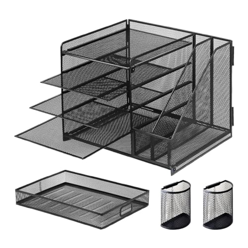 Schreibtisch-Organizer aus Netzstoff mit Schublade, Tisch-Metallgitter, 5-stöckig, rutschfeste Aufbewahrungslösung für Papiere, Stifte, Dokumente, Kosmetika Schreibtisch-Organizer aus Netzstoff mit Schublade, Tisch-Metallgitter, 5-stöckig, rutschfeste Aufbewahrungslösung für Papiere, Stifte, Dokumente, Kosmetika von Generisch