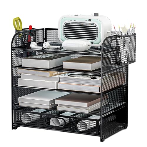 Schreibtisch Organizer mit 2 Stifte Organizer, Briefablage mit 5 Ebenen und Schublade, Netzgewebe zur Aufbewahrung von Büromaterial und Dokumenten, Schreibtisch Zubehör Schreibtisch Organizer mit 2 Stifte Organizer, Briefablage mit 5 Ebenen und Schublade, Netzgewebe zur Aufbewahrung von Büromaterial und Dokumenten, Schreibtisch Zubehör von Generisch