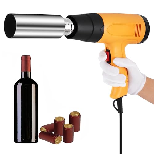 Schrumpfmaschine für Weinkapseln - PVC Versiegelung 40-600℃, 9 Stufen einstellbar, 1600W Schrumpfpistole für PVC/PP/POF Flaschenverschlüsse von Generisch