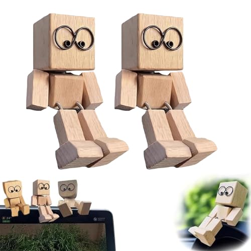 SchüTtelmann Holz,Wackelnder Holzmann,Charmante Kleine Holzfigur, WackelfüßE Holzpuppe,Handgefertigte Actionfigur,BeinschüTtelnde Puppen-Armaturenbrett-Dekoration FüRs Auto (interessant, 1, 2) von Generisch