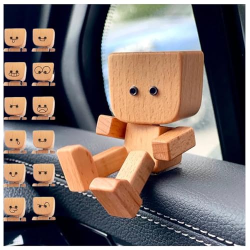 Schüttelmann Charmante kleine Holzfigur, die mit 12 magnetischen Ausdrücken Schwankt Handgefertigte Schüttelmann Aus Holz mit Füßen Lustige Wackelkopf Auto Armaturenbrett-Display (B+12 Emoticons) Schüttelmann Charmante kleine Holzfigur, die mit 12 magnetischen Ausdrücken Schwankt Handgefertigte Schüttelmann Aus Holz mit Füßen Lustige Wackelkopf Auto Armaturenbrett-Display (B+12 Emoticons) von Generisch