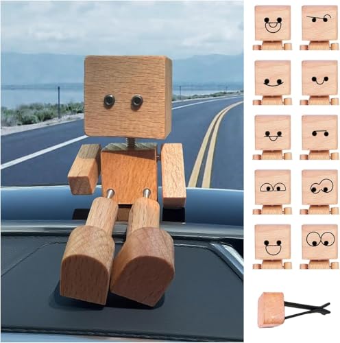 Schüttelmann Charmante kleine Holzfigur, die mit 12 magnetischen Ausdrücken Schwankt Handgefertigte Schüttelmann Aus Holz mit Füßen Lustige Wackelkopf Auto Armaturenbrett-Display Schüttelmann Charmante kleine Holzfigur, die mit 12 magnetischen Ausdrücken Schwankt Handgefertigte Schüttelmann Aus Holz mit Füßen Lustige Wackelkopf Auto Armaturenbrett-Display von Generisch