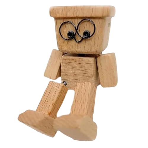 Schüttelnde Holzfigur Eines Mannes – Kreative Holzfigur Eines Mannes Mit Schüttelnden Füßen | Lustige Handgefertigte Auto Armaturenbrett Dekoration | Tra-gbare Auto Dekoration Für Den Schreibtisch (B) von Generisch