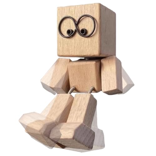 Schüttelnde Holzfigur Mann, Tischdekoration, kreative Statue für Auto, Armaturenbrett, Arbeitszimmer, Regal, Schreibtisch, Schlafzimmer, Wohnzimmer, Zuhause von Generisch